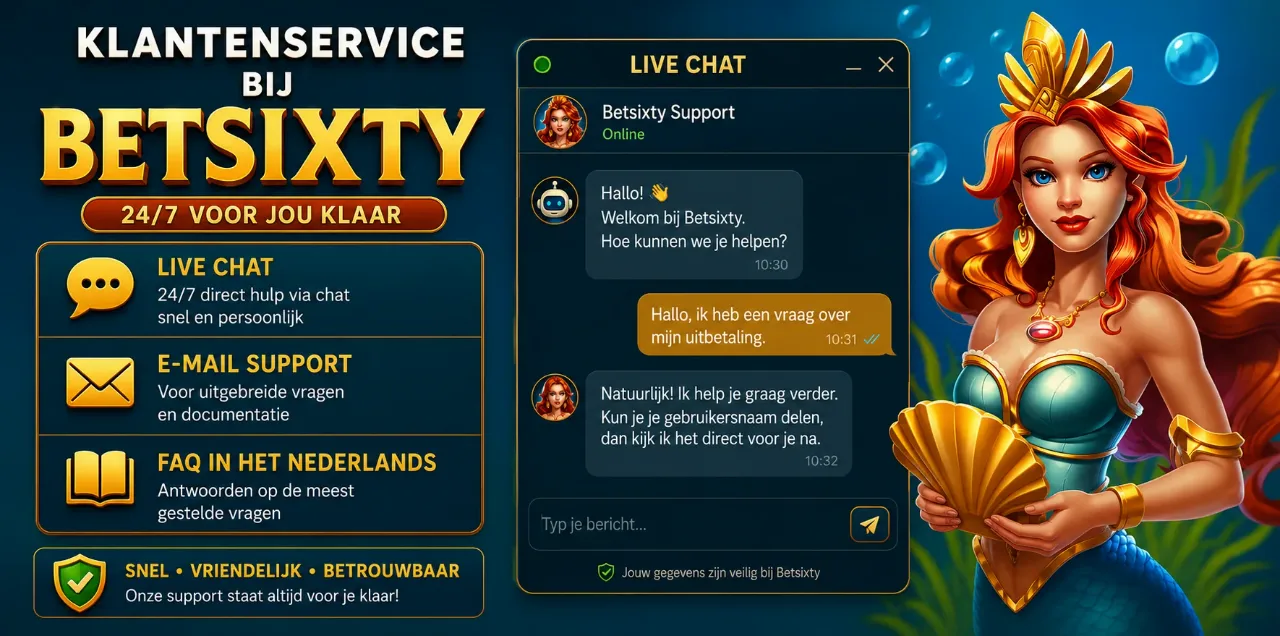 Live chat venster met supportmedewerker van Betsixty