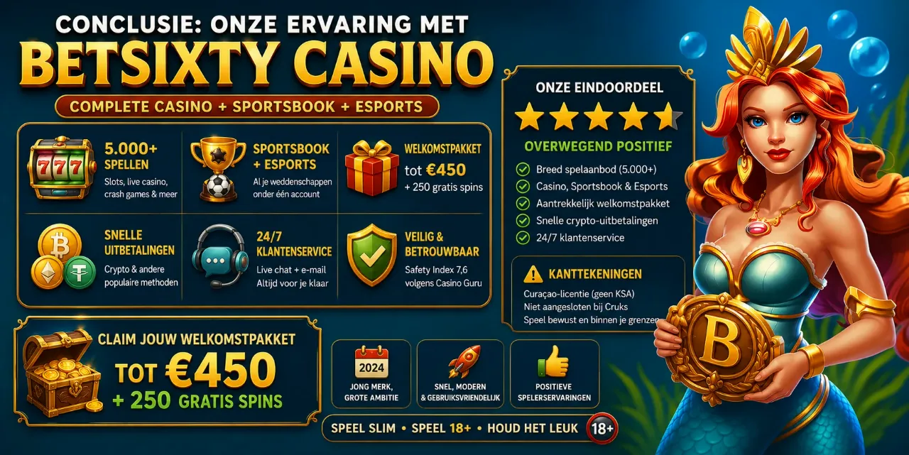Onze eindbeoordeling en ervaring met Betsixty Casino