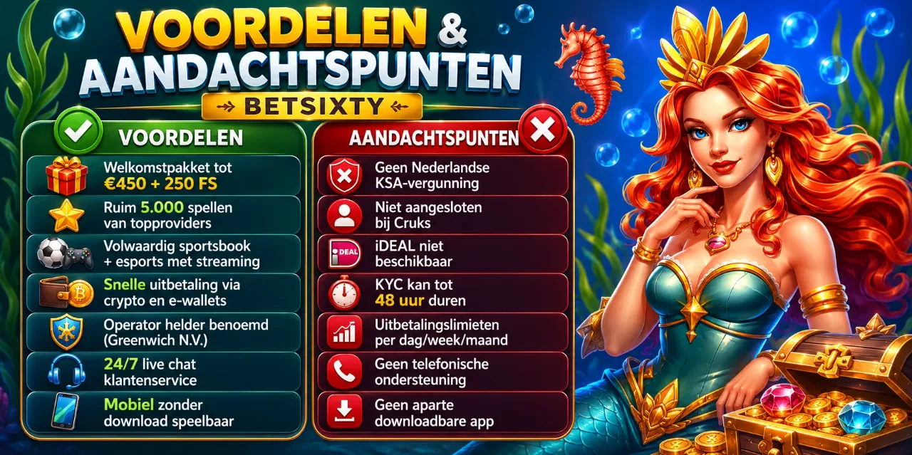 Voordelen en aandachtspunten van Betsixty naast elkaar in een tabel